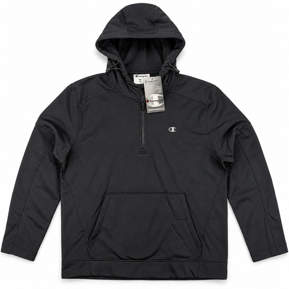 Champion Elite Hoodie Mens XL Black Double Dry Performance Quarter Zip NWT warm